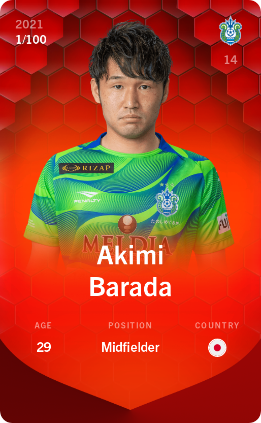 Sorare - Sorare Official - Akimi Barada 2021-22 • Rare 1/100 - NFT # 22954627933125779874285844368831117432253730157034794016429018876437826518493