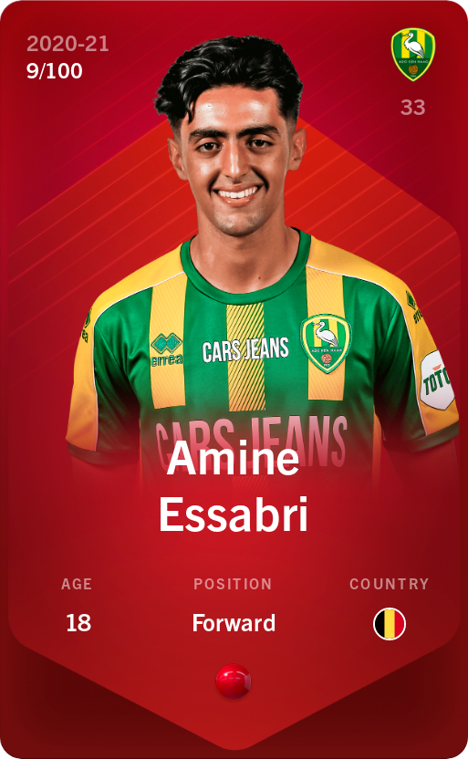 Sorare - Sorare Official - Amine Essabri 2020-21 • Rare 9/100 - NFT # 40591940688378288885136976909373853384448623936612319659524371875468473633453