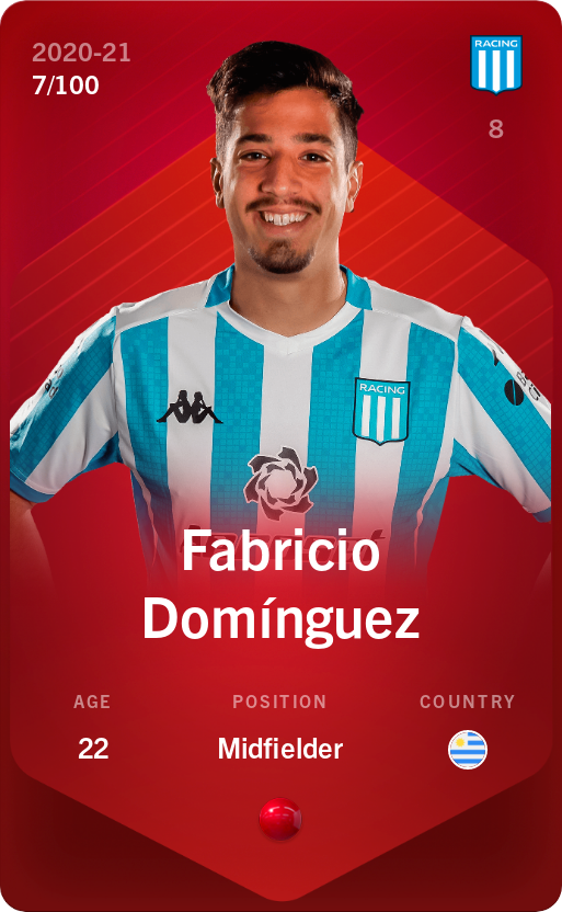Sorare - Sorare Official - Fabricio Domínguez 2020-21 • Rare 7/100 - NFT # 28252321995998019524246529379943978650179576339512448495710986042922506812382