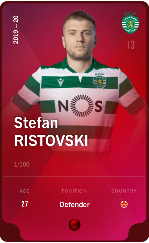 Sorare - Sorare Official - Stefan Ristovski 2019-20 • Rare 1/100 - NFT # 64793591160631449325193550823406281065613567043626566822335022732366190514068