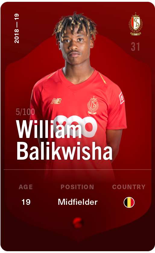 Sorare - Sorare Official - William Balikwisha 2018-19 • Rare 5/100 - NFT # 100590720589698387201754321885707498779794405484057939031327967302797509686501