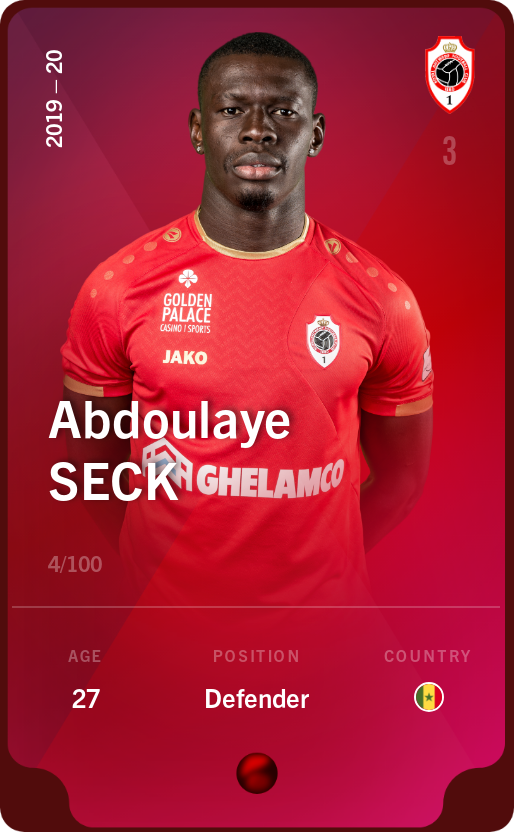 Sorare - Sorare Official - Abdoulaye Seck 2019-20 • Rare 4/100 - NFT # 98071805612356960371200727898999120324736025630434059999781158963685955323606