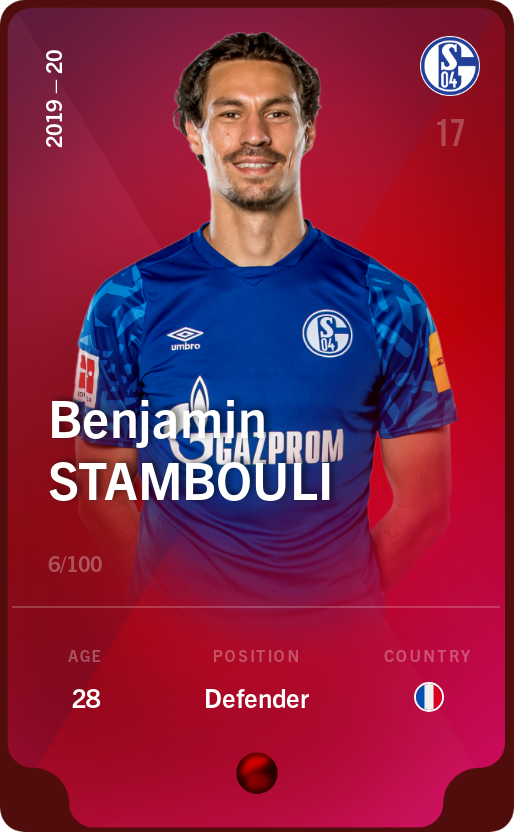 Sorare - Sorare Official - Benjamin Stambouli 2019-20 • Rare 6/100 - NFT # 43570568158581831981733738059772360454962139768877520312266142865498442842124