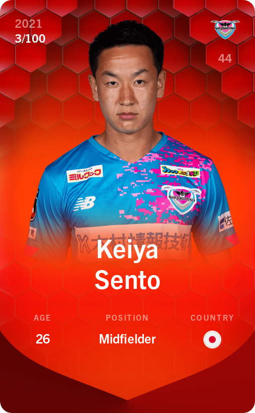 Sorare - Sorare Official - Keiya Sento 2021-22 • Rare 3/100 - NFT # 2237851500269122422951434519416287578141792468649320487173350538843941888058