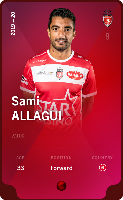 Sorare - Sorare Official - Sami Allagui 2019-20 • Rare 7/100 - NFT # 88455347594583053344017708826239999044981657951127883610835450053294677437733