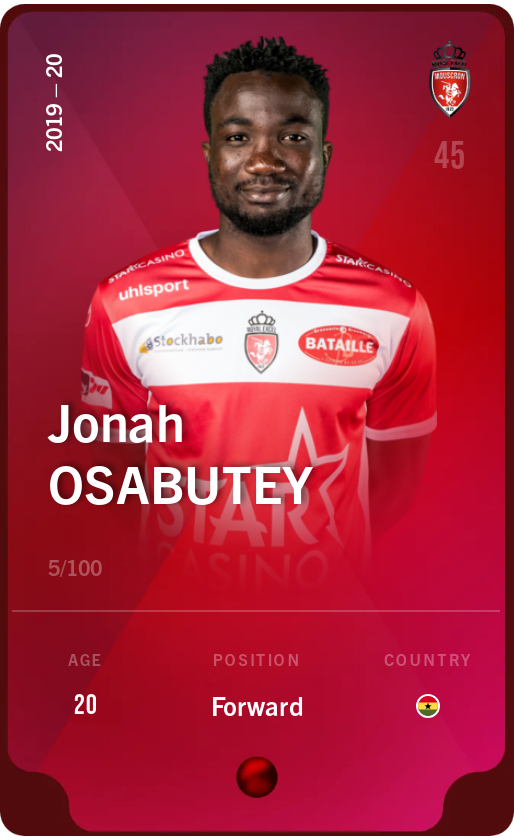 Sorare - Sorare Official - Jonah Osabutey 2019-20 • Rare 5/100 - NFT # 53523222728250872056124135585205799920102606198156686523441748614354801195916