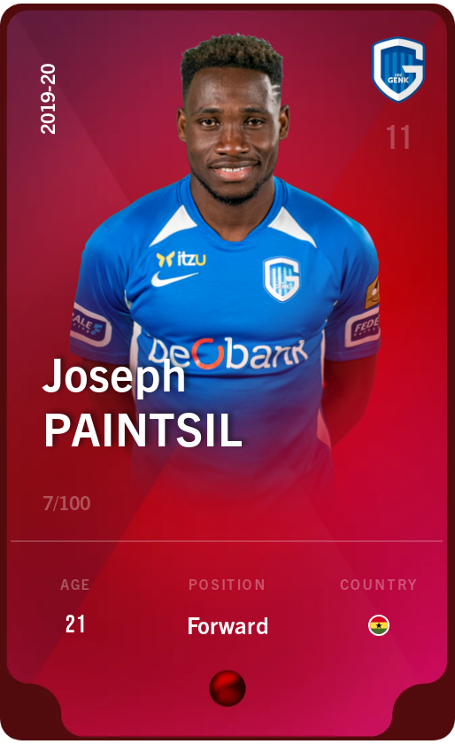 Sorare - Sorare Official - Joseph Paintsil 2019-20 • Rare 7/100 - NFT # 28598000857591367345331613300243816322265118613808876700051500865812366284311