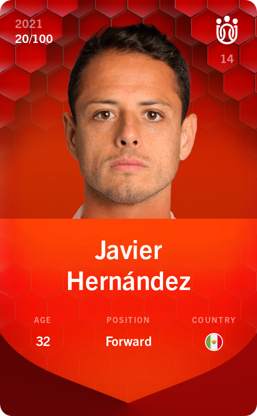 Sorare - Sorare Official - Javier Hernández 2021-22 • Rare 20/100 - NFT # 109173015571424403339015893500173782999043841567695419599180414830327807713499
