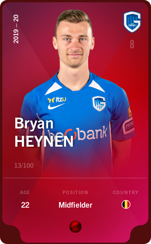 Sorare - Sorare Official - Bryan Heynen 2019-20 • Rare 13/100 - NFT # 76847241371801694465494922718523914423352067960521174765964933141597523565302