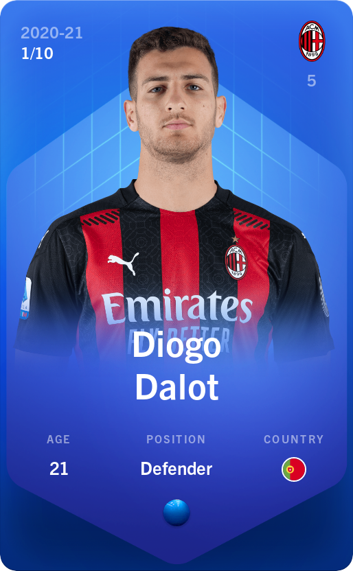 Sorare - Sorare Official - Diogo Dalot 2020-21 • Super Rare 1/10 - NFT # 98209374887352455922855659512181064048400958151492418762009189244321019941427