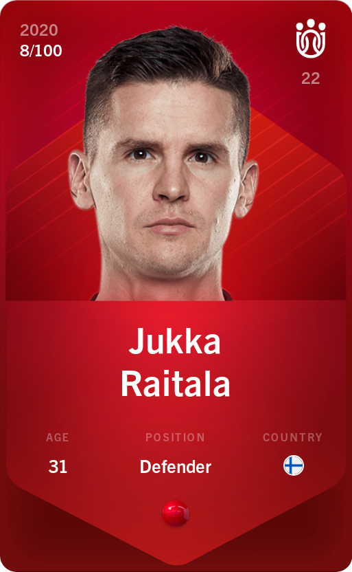 Sorare - Sorare Official - Jukka Raitala 2020-21 • Rare 8/100 - NFT # 108889218660107232228188199696750640703112466021002830904165475505676328045743