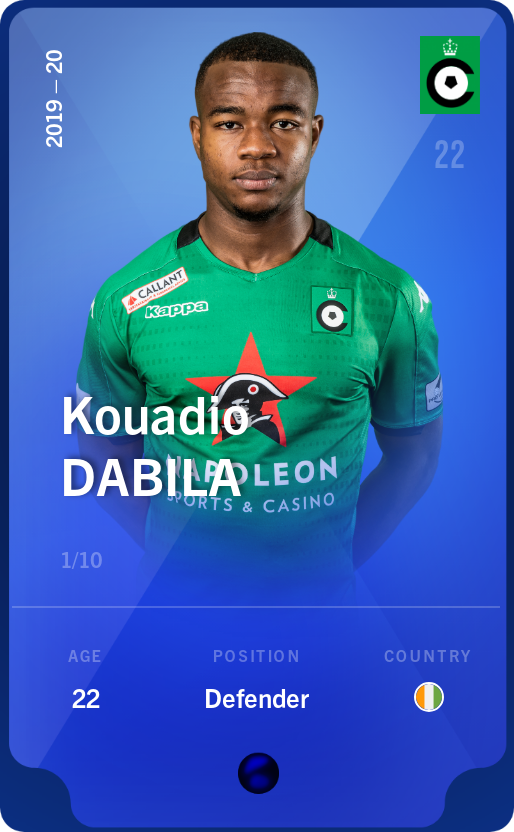 Sorare - Sorare Official - Kouadio Dabila 2019-20 • Super Rare 1/10 - NFT # 6598206761743300342930188830995354253117333528109502771716218664730444814956