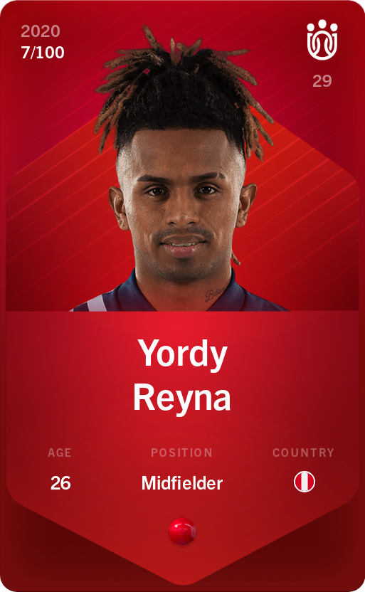 Sorare - Sorare Official - Yordy Reyna 2020-21 • Rare 7/100 - NFT # 54148353095454840454893465544476380377996047517901873097509009363098247423366