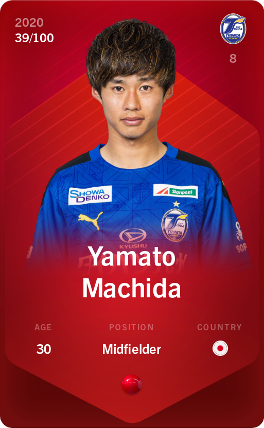 Sorare - Sorare Official - Yamato Machida 2020-21 • Rare 39/100 - NFT # 87638174366372693611372439368805717597995609074306434766414316438052072208118