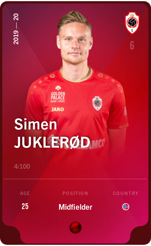 Sorare - Sorare Official - Simen Juklerød 2019-20 • Rare 4/100 - NFT # 100788670863816290248981919964952828549779364917503864298300840620024673518100