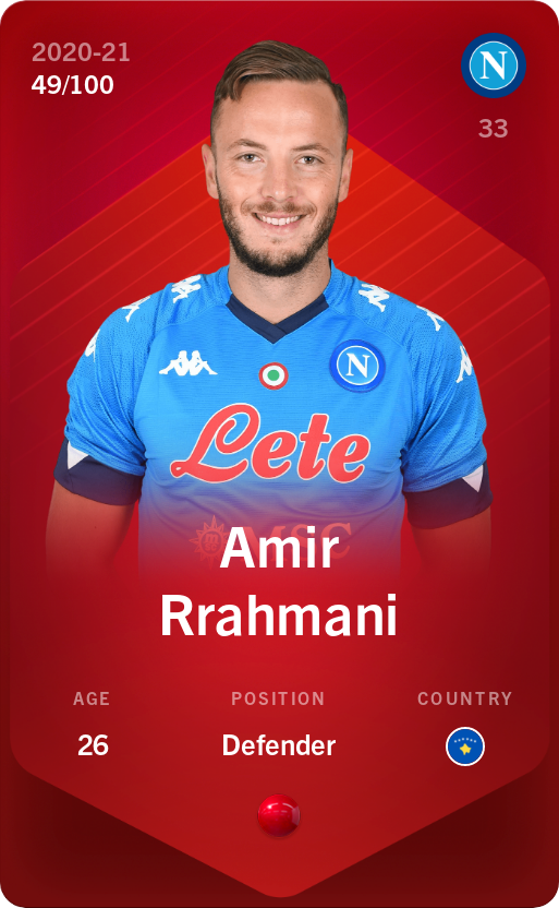 Sorare - Sorare Official - Amir Rrahmani 2020-21 • Rare 49/100 - NFT # 53123751000128528185503830901486342108403059624933704376557085400174888055327