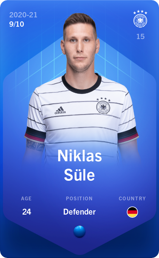 Sorare - Sorare Official - Niklas Süle 2020-21 • Super Rare 9/10 - NFT # 12193913229243640695350948106718239494102858635642503052546628129108318882184