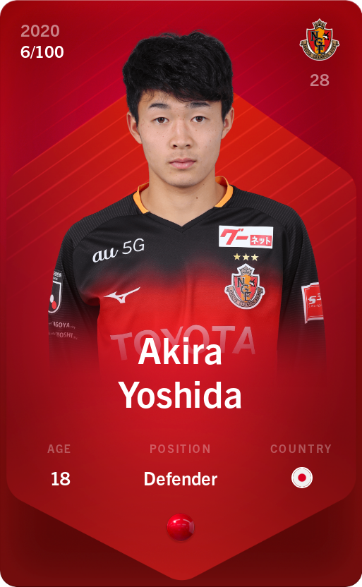 Sorare - Sorare Official - Akira Yoshida 2020-21 • Rare 6/100 - NFT # 11923511479723603837315177384810472593332886615815347185221275116893674368627
