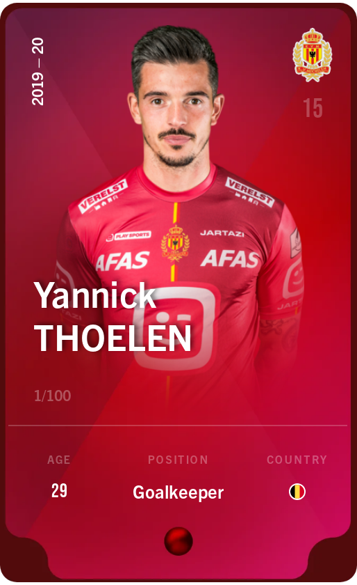 Sorare - Sorare Official - Yannick Thoelen 2019-20 • Rare 1/100 - NFT # 107445005280237554156444672323645120202813174383073053361189441088654858052674