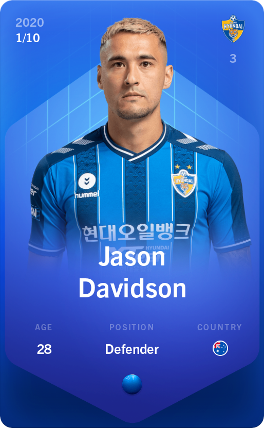 Sorare - Sorare Official - Jason Davidson 2020-21 • Super Rare 1/10 - NFT # 114106640859771441872746612002775194564116206526098330096785122259609370529090