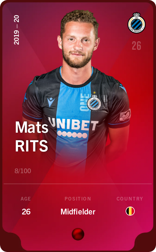 Sorare - Sorare Official - Mats Rits 2019-20 • Rare 8/100 - NFT # 108456283593949519837595562983327184097425441667475517570380340036490364988151