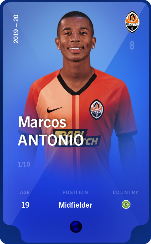 Sorare - Sorare Official - Marcos Antonio 2019-20 • Super Rare 1/10 - NFT # 98630932251870023721629425488458175344027900524556604872867908133667331047909
