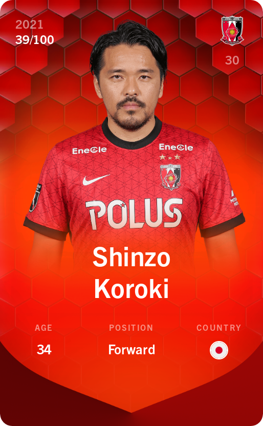 Sorare - Sorare Official - Shinzo Koroki 2021-22 • Rare 39/100 - NFT # 44603652634131164092802079279507103377328311760093185822683028163584633418111