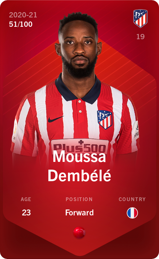 Sorare - Sorare Official - Moussa Dembélé 2020-21 • Rare 51/100 - NFT # 88708087969038327723867537961660796431262125354574399650515741985300996991741
