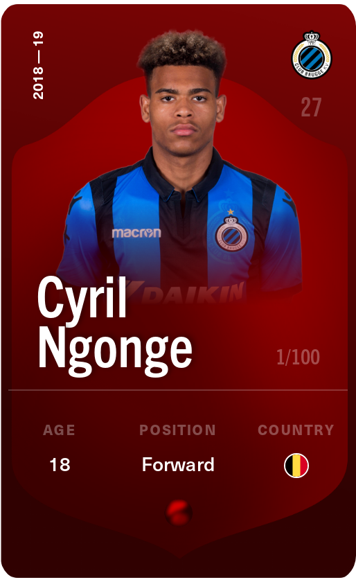 Sorare - Sorare Official - Cyril Ngonge 2018-19 • Rare 1/100 - NFT # 107966335116109578702487591784584729835190026629017094844928655628381489968699