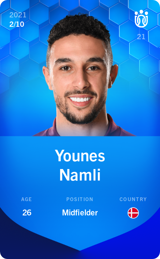 Sorare - Sorare Official - Younes Namli 2021-22 • Super Rare 2/10 - NFT # 27335901423426551801634968369976451744554619298233451623217045894682910894272