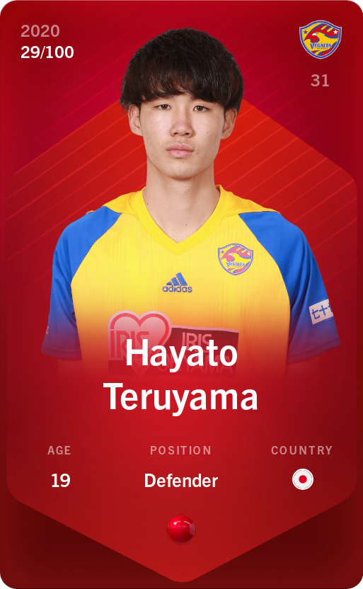 Sorare - Sorare Official - Hayato Teruyama 2020-21 • Rare 29/100 - NFT # 27612984273755773208324051402428328486763493444293375394826036344005595965605