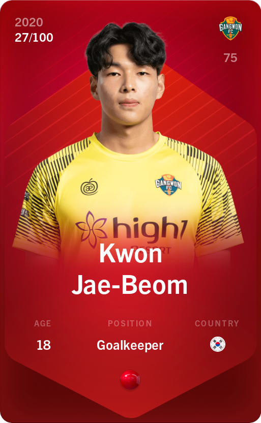 Sorare - Sorare Official - Kwon Jae-Beom 2020-21 • Rare 27/100 - NFT # 39845058553598883001373222346818469284920671610484335276262978639358565326524