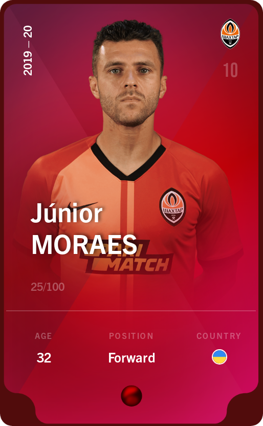 Sorare - Sorare Official - Júnior Moraes 2019-20 • Rare 25/100 - NFT # 70571034255883605266400062129465946989414514338081054800855635857357644479260