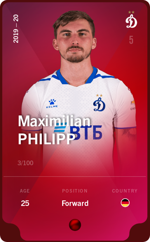 Sorare - Sorare Official - Maximilian Philipp 2019-20 • Rare 3/100 - NFT # 18486110332049481102055188406810438648913484307736383816465196280411407514021