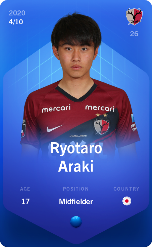 Sorare - Sorare Official - Ryotaro Araki 2020-21 • Super Rare 4/10 - NFT # 30105373428502920108454639625354185640464783265503102433493101900715296939205