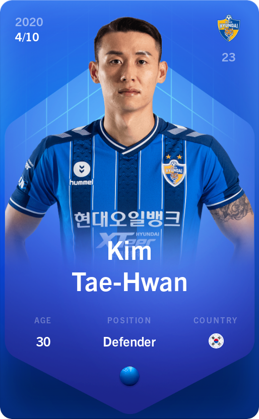 Sorare - Sorare Official - Kim Tae-Hwan 2020-21 • Super Rare 4/10 - NFT # 88397780250340932287161642588175991263367991511360931787196196373921461872023