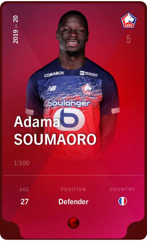 Sorare - Sorare Official - Adama Soumaoro 2019-20 • Rare 1/100 - NFT # 54208211240793199860190017760411030490435839229627088056437712393141566416855