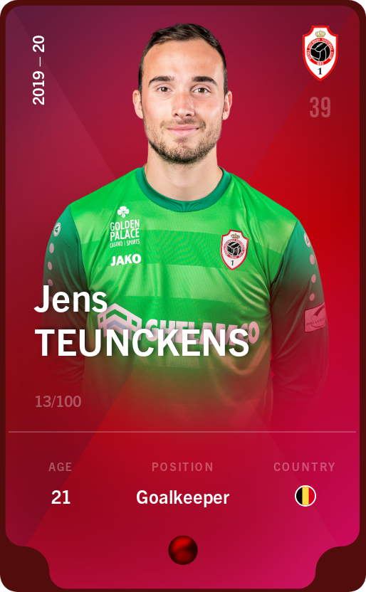 Sorare - Sorare Official - Jens Teunckens 2019-20 • Rare 13/100 - NFT # 19099627704783919283918777401912485606856960006205493040654389630636242663983