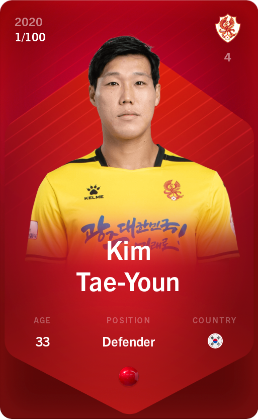 Sorare - Sorare Official - Kim Tae-Youn 2020-21 • Rare 1/100 - NFT # 78379044286144158665317281556940623673152185165286277675205149679274626318600