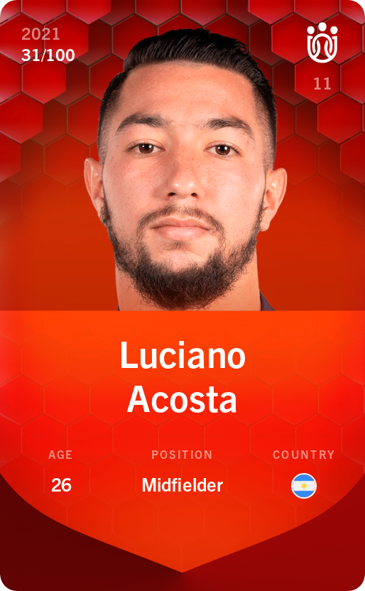 Sorare - Sorare Official - Luciano Acosta 2021-22 • Rare 31/100 - NFT # 86318104461824183026807632307250137056381446978440848945221368078608711139010