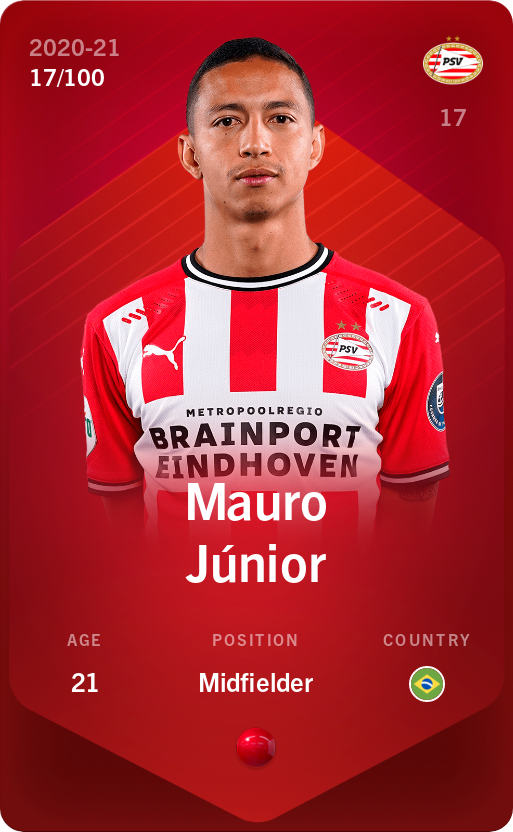 Sorare - Sorare Official - Mauro Júnior 2020-21 • Rare 17/100 - NFT # 32377254801166383827652005845777218119608827122806549949294672788076644000860