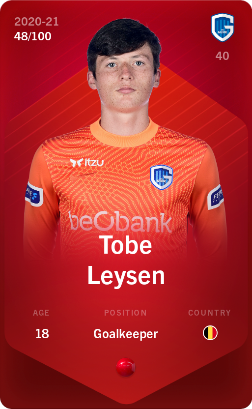 Sorare - Sorare Official - Tobe Leysen 2020-21 • Rare 48/100 - NFT # 16937378826964910733919643098665862047789646895912583760387795052367695313713