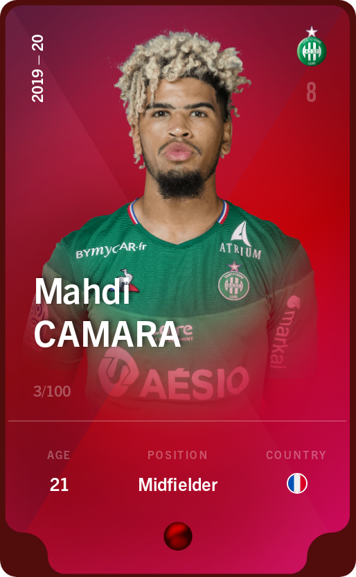 Sorare - Sorare Official - Mahdi Camara 2019-20 • Rare 3/100 - NFT # 10625678809216720648630082970476574860037056619733953364234978126092713648863