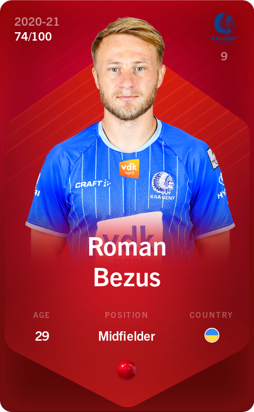 Sorare - Sorare Official - Roman Bezus 2020-21 • Rare 74/100 - NFT # 67166801395636995165931704138760361163059553768490153351680494103390647405938