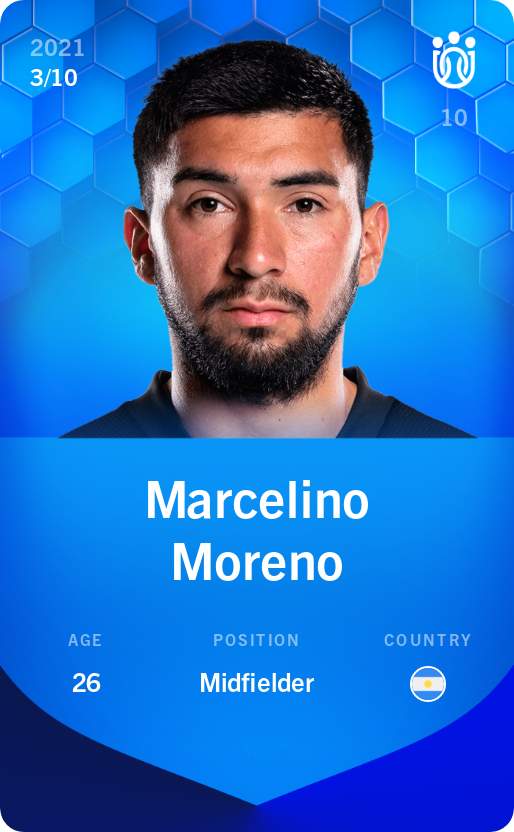 Sorare - Sorare Official - Marcelino Moreno 2021-22 • Super Rare 3/10 - NFT # 107654345382109084674021498600144785529707868432086247636276861930400410889825