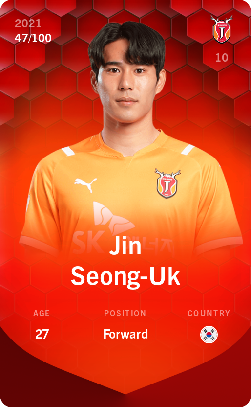 Sorare - Sorare Official - Jin Seong-Uk 2021-22 • Rare 47/100 - NFT # 73764501945476358092974566462047500454737902528675642797983497327140734746169