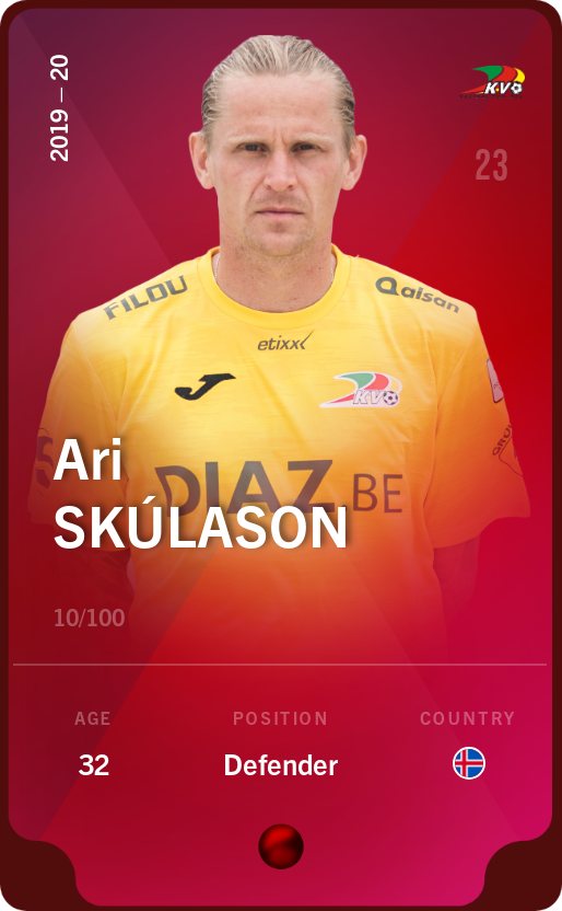Sorare - Sorare Official - Ari Skúlason 2019-20 • Rare 10/100 - NFT # 13976298163954723118663570349246732654851722511691984103243118240057597892751