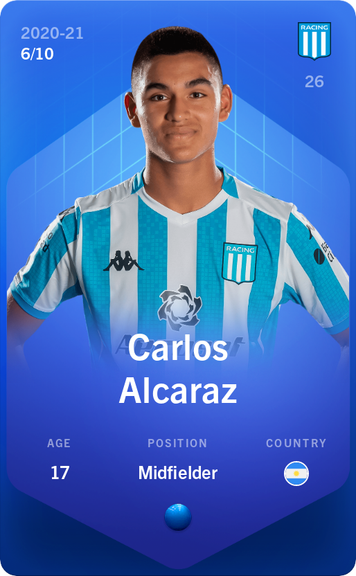 Sorare - Sorare Official - Carlos Alcaraz 2020-21 • Super Rare 6/10 - NFT # 12273055475787999786759514168412138052443277930235981367349035691910938293401