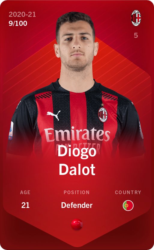 Sorare - Sorare Official - Diogo Dalot 2020-21 • Rare 9/100 - NFT # 38166510774119770703225283487647329398481847021471359266017899340167704308967