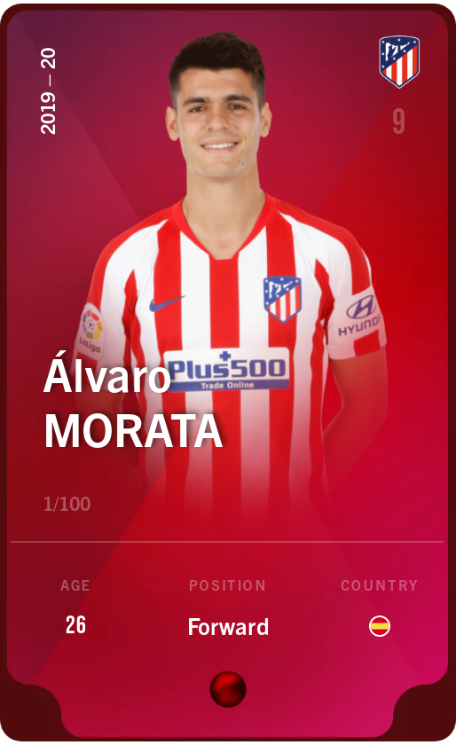 Sorare - Sorare Official - Álvaro Morata 2019-20 • Rare 1/100 - NFT # 104216600699879007964365238633519032656741159816396275201331249650211320228276